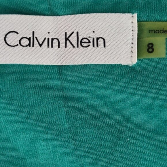 Calvin Klein Women's Teal, Green Sleeveless Ruffle Tiered Midi Dress Size 8 - Picture 9 of 10